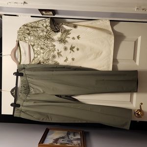 Talbot's coordinated 2-piece outfit, oantsand top